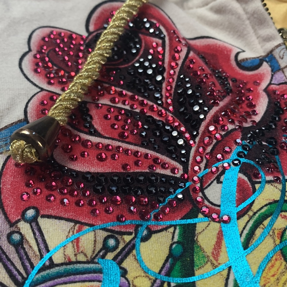 Christian Audigier Floral Panthers Hoodie Gold Lined - Picture 3 of 14